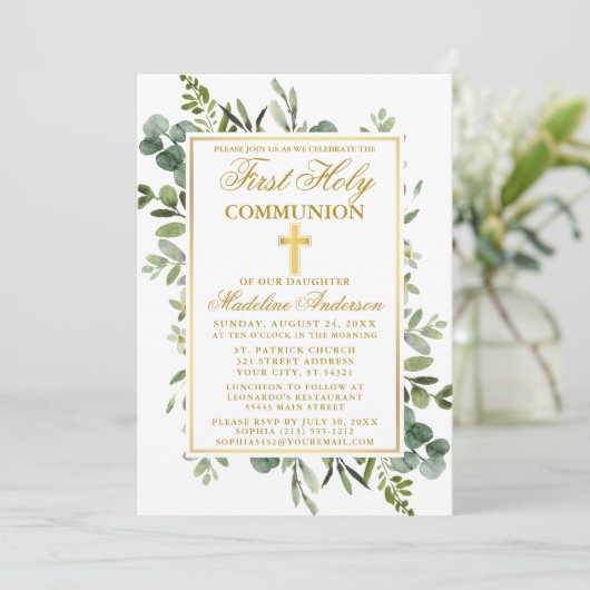 Waterverf Botanische Greenery Gold First Community Kaart (Staand voorkant)