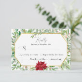 Waterverf Botanische Greenery Holiday Wedding RSVP Kaartje (Staand voorkant)