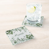 Waterverf Botanische Greenery Ivy Ferns Sage Glazen Onderzetter (Schuin)