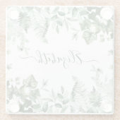 Waterverf Botanische Greenery Ivy Ferns Sage Glazen Onderzetter (Achterkant)