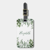 Waterverf Botanische Greenery Ivy Sage Ferns Bagagelabel (Voorkant verticaal)