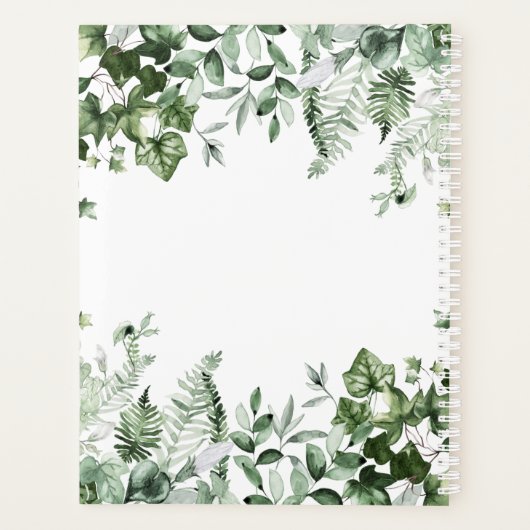 Waterverf Botanische Greenery Ivy Sage Ferns Planner (Achterkant)
