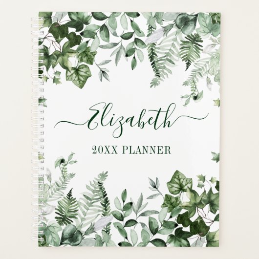 Waterverf Botanische Greenery Ivy Sage Ferns Planner (Voorkant)