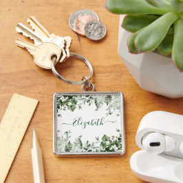 Waterverf Botanische Greenery Ivy Sage Ferns Sleutelhanger