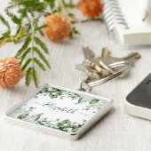 Waterverf Botanische Greenery Ivy Sage Ferns Sleutelhanger (Zijkant)