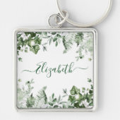Waterverf Botanische Greenery Ivy Sage Ferns Sleutelhanger (Voorkant)