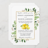 Waterverf Botanische Greenery Lemons Wedding Kaart (Voorkant / Achterkant)
