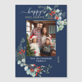 Waterverf Botanische Greenery Navy Blue Foto (Voorkant)