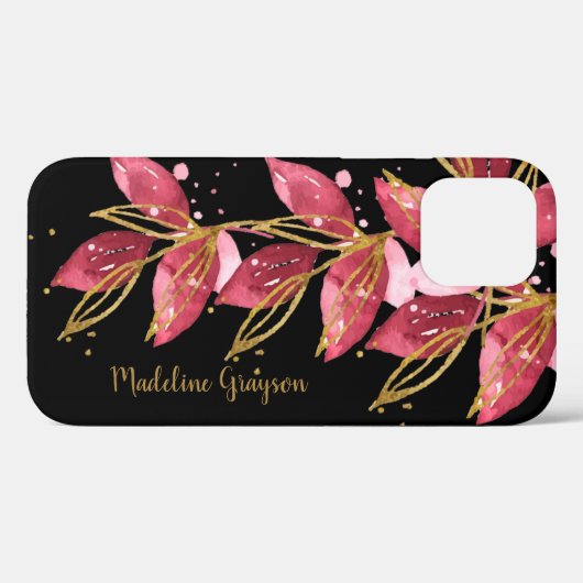 Waterverf Botanische Greenery Persoonlijke Naam Case-Mate iPhone Case (Achterkant (horizontaal))