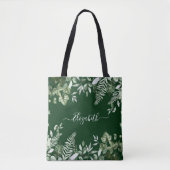 Waterverf Botanische Greenery Sage Ferns Ivy Green Tote Bag (Voorkant)