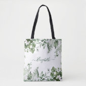 Waterverf Botanische Greenery Sage Ferns Ivy Tote Bag (Voorkant)