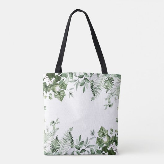 Waterverf Botanische Greenery Sage Ferns Ivy Tote Bag (Achterkant)