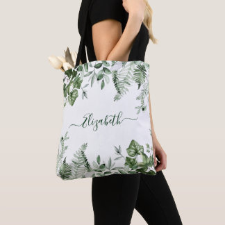 Waterverf Botanische Greenery Sage Ferns Ivy Tote Bag