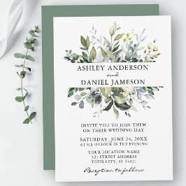 Waterverf Botanische Greenery Sage Green Wedding Kaart