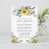 Waterverf Botanische Greenery Sunflower Wedding Kaart (Staand voorkant)