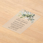 Waterverf Botanische Greenery Wedding Acryl Uitnodigingen (Laagn)