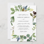 Waterverf Botanische Greenery Wedding Invitation Kaart (Voorkant)