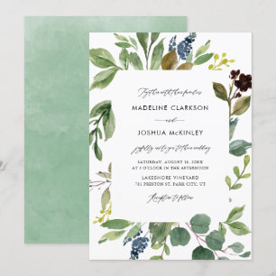 Waterverf Botanische Greenery Wedding Invitation Kaart