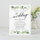 Waterverf Botanische Greenery Wedding Kaart (Staand voorkant)