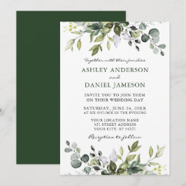 Waterverf Botanische Greenery Wedding Modern Kaart