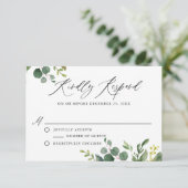 Waterverf Botanische Greenery Wedding RSVP Informatiekaartje (Staand voorkant)