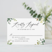 Waterverf Botanische Greenery Wedding RSVP Kaart (Staand voorkant)