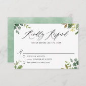 Waterverf Botanische Greenery Wedding RSVP Kaart (Voorkant / Achterkant)