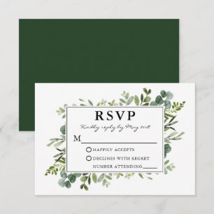 Waterverf Botanische Greenery Wedding RSVP Kaartje