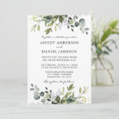 Waterverf Botanische Greenery Wedding Sage Green Kaart (Staand voorkant)