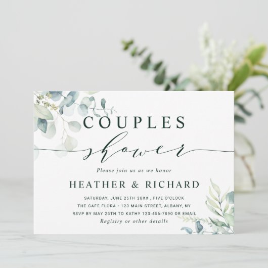 Waterverf botanische grijze stelletjes kaart (Staand voorkant)