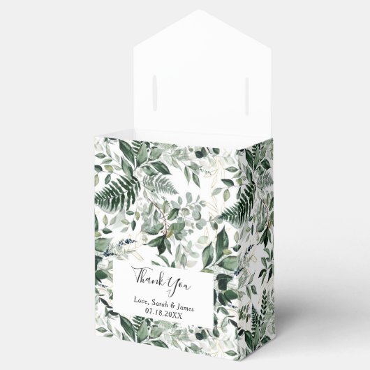 Waterverf Botanische groen bladeren bruiloft Bedankdoosjes (Geopend)