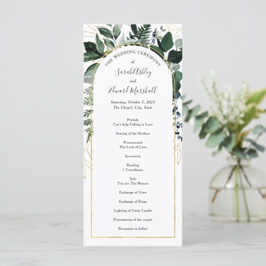 Waterverf botanische groen- en moderne boogprogram (Staand voorkant)