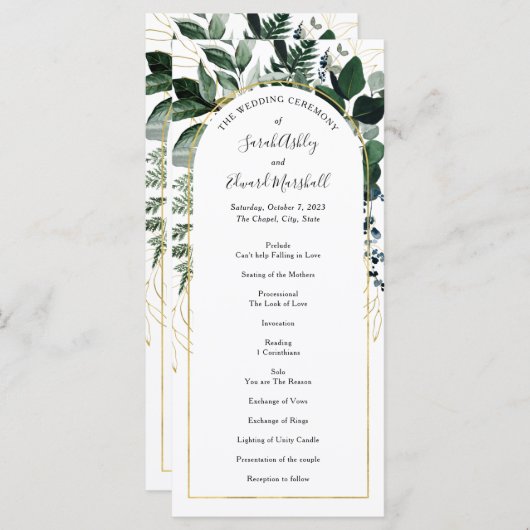 Waterverf botanische groen- en moderne boogprogram (Voorkant / Achterkant)