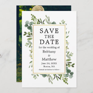 Waterverf Botanische groen Eucalyptus Foto Save The Date