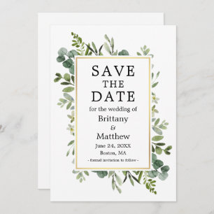Waterverf Botanische groen Eucalyptus Gold Save The Date