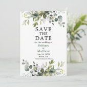 Waterverf Botanische groen Moderne Groene Save The Date (Staand voorkant)