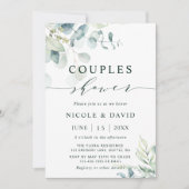 Waterverf Botanische Groen Paren Douche Kaart (Voorkant)