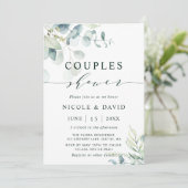 Waterverf Botanische Groen Paren Douche Kaart (Staand voorkant)