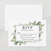 Waterverf botanische groen RSVP kaartje (Voorkant / Achterkant)