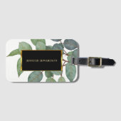 Waterverf botanische groen zwart goud bagagelabel (Voorkant (horizontaal))
