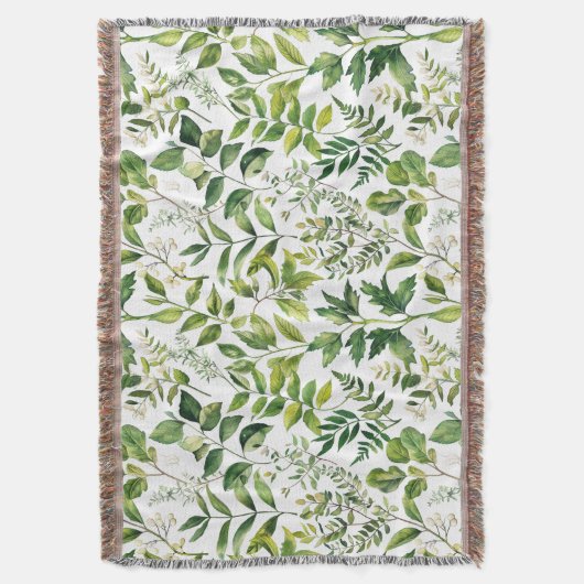 Waterverf Botanische Groene bladeren Deken (Voorkant Verticaal)