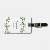 Waterverf Botanische groene bladeren en script Bagagelabel (Voorkant horizontaal)