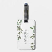 Waterverf Botanische groene bladeren en script Bagagelabel (Achterkant verticaal)