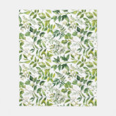 Waterverf Botanische Groene bladeren Fleece Deken (Voorkant)