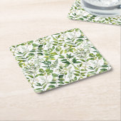 Waterverf Botanische Groene bladeren Kartonnen Onderzetters (Schuin)