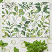 Waterverf Botanische Groene bladeren Theedoek (Gevouwen)