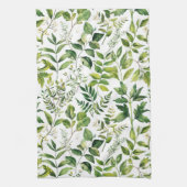 Waterverf Botanische Groene bladeren Theedoek (Verticaal)