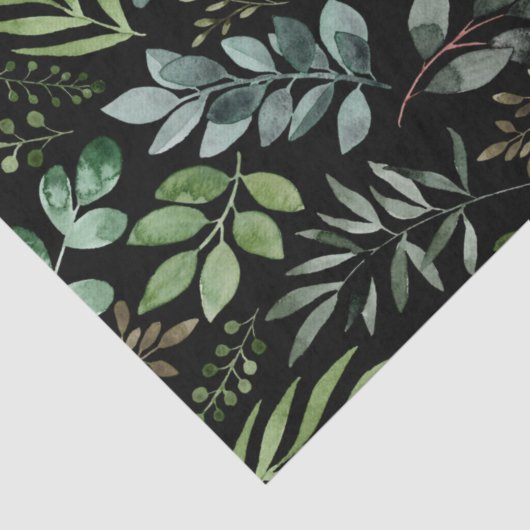 Waterverf Botanische groene bladeren Tissuepapier (Detail)