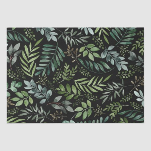 Waterverf Botanische groene bladeren Tissuepapier (Voorkant)
