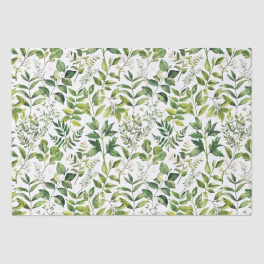 Waterverf Botanische Groene bladeren Tissuepapier (Voorkant)